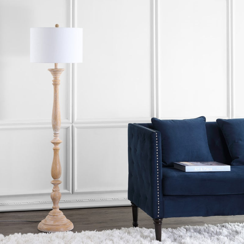 Trisha 61.5" Resin Spindle LED Floor Lamp - JONATHAN Y