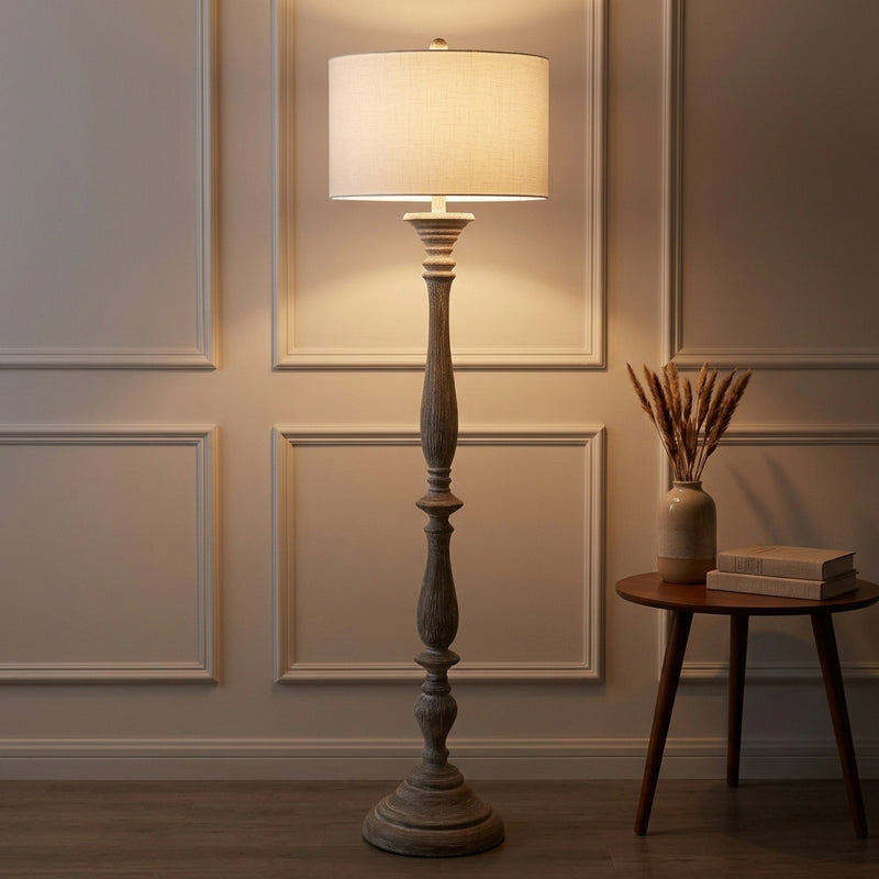 Trisha 61.5" Resin Spindle LED Floor Lamp White Washed – AI-ON