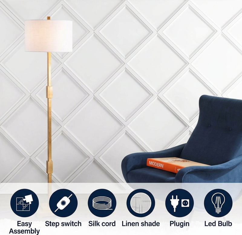 Windsor 61.5" Resin/Metal LED Floor Lamp Gold Leaf – ICONS