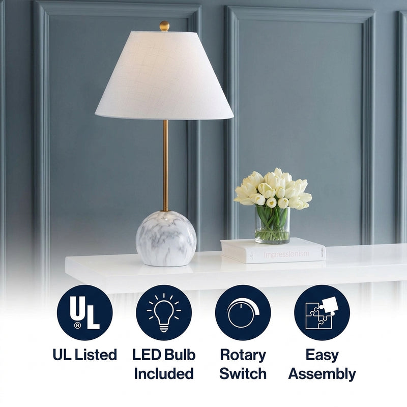 Miami 29" Minimalist Resin/Metal LED Table Lamp Gold/White – ICONS