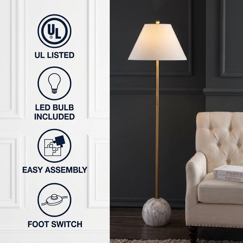 Miami 63.5" Minimalist Resin/Metal LED Floor Lampite Gold/White – ICONS