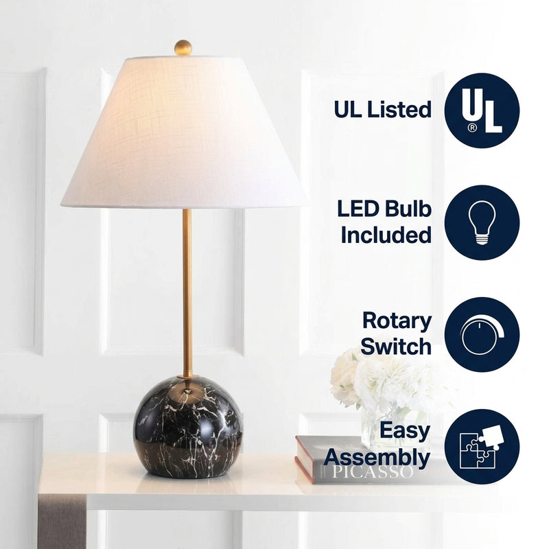 Miami 29" Minimalist Resin/Metal LED Table Lamp Gold/Black – ICONS