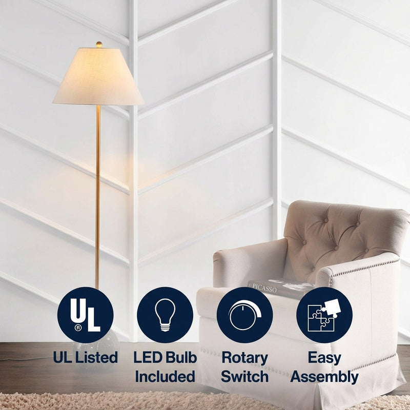 Miami 63.5" Minimalist Resin/Metal LED Floor Lampite Gold/Black – ICONS