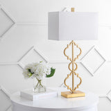 Selina 32" Iron Ogee Trellis Modern  LED USB Table Lamp - JONATHAN Y