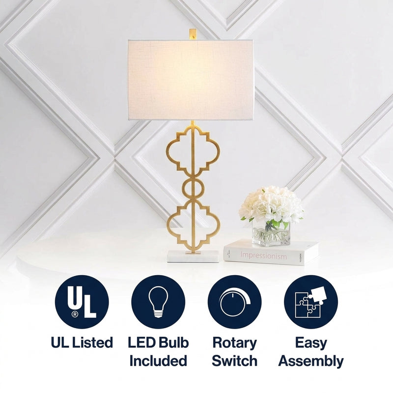 Selina 32" Iron Ogee Trellis Modern LED Table Lamp Gold – ICONS