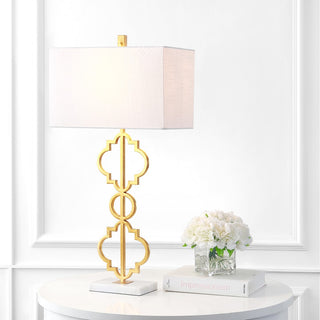 Selina 32" Iron Ogee Trellis Modern LED Table Lamp - JONATHAN Y