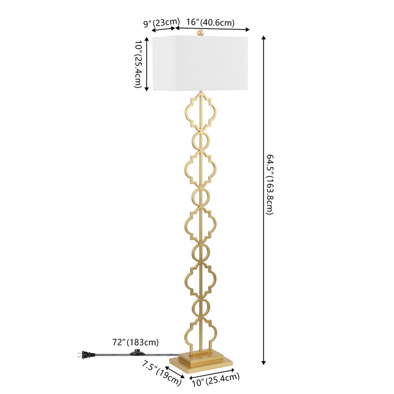 Selina 64.5" Iron Ogee Trellis Modern LED Floor Lamp - JONATHAN Y
