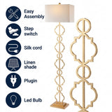 Selina 64.5" Iron Ogee Trellis Modern LED Floor Lamp Gold Painting – ICONS
