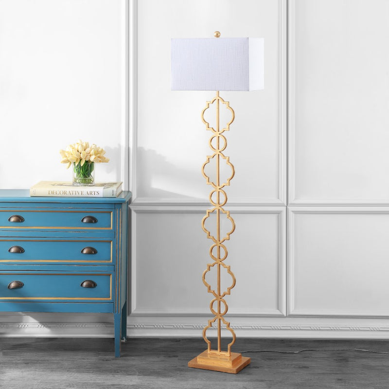 Selina 64.5" Iron Ogee Trellis Modern LED Floor Lamp - JONATHAN Y