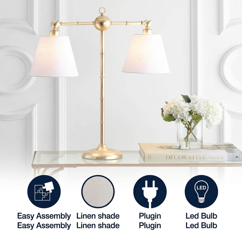 Ruth 31" Library Metal LED Table Lamp Gold Painting / 2 Sockets – ICONS