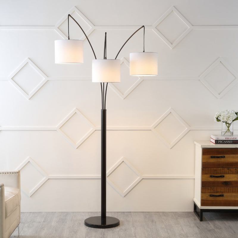 Barrie 78.5"  Mid-Century Modern Head-Adjustable Iron LED Arc Floor Lamp - JONATHAN Y
