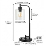 Axel Modern 23" Iron/Seeded Glass Farmhouse Industrial USB Charging LED Task Lamp Black – DIM