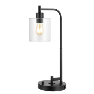 Axel Modern 23" Iron/Seeded Glass Farmhouse Industrial USB Charging LED Task Lamp - JONATHAN Y