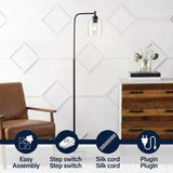 Axel Modern 60" Iron/Seeded Glass Farmhouse Industrial LED Floor Lamp Black – ICONS