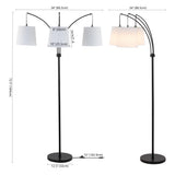 Sylva 72.5"  Mid-Century Modern Head-Adjustable Iron LED Arc Floor Lamp - JONATHAN Y