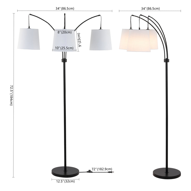 Sylva 72.5"  Mid-Century Modern Head-Adjustable Iron LED Arc Floor Lamp - JONATHAN Y