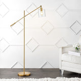Kathryn Classic 60" Iron/Seeded Glass Adjustable Head Modern LED Floor Lamp - JONATHAN Y