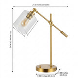 Kathryn Classic 23" Iron/Seeded Glass Adjustable Head Modern USB Charging LED Task Lamp Brass Gold – DIM