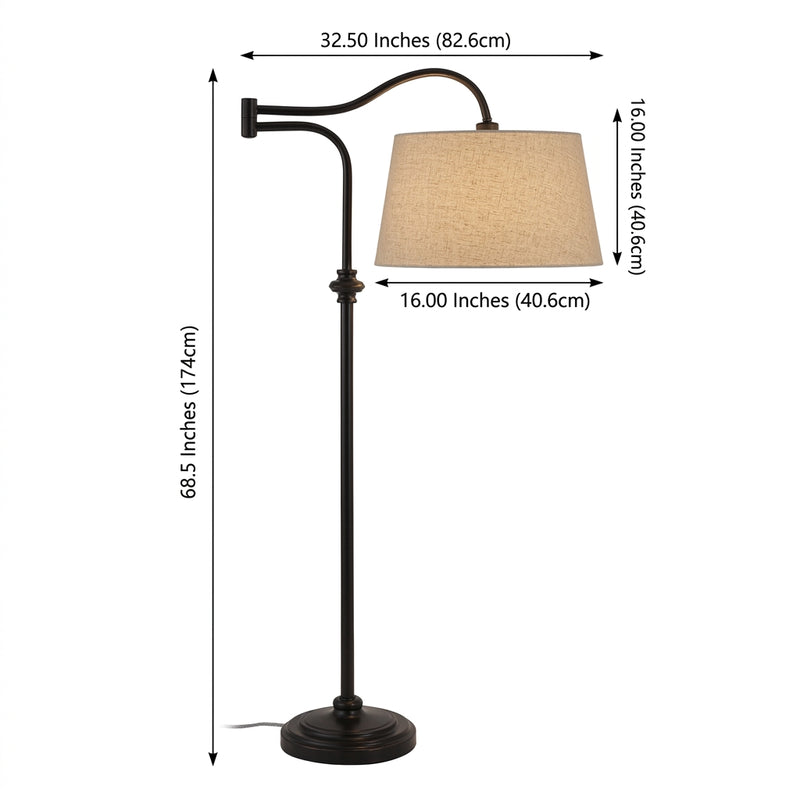 Jason 68.5" Metal Traditional Swing Arm LED Floor Lamp Oil Rubbed Bronze – DIM