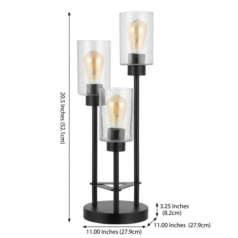 Axel Modern 20.5" Iron/Seeded Glass Modern Industrial LED Table Lamp Black – DIM