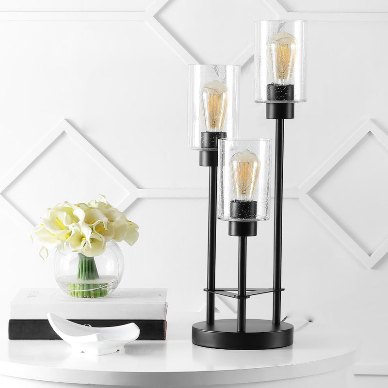 Axel Modern 20.5" Iron/Seeded Glass Modern Industrial LED Table Lamp
