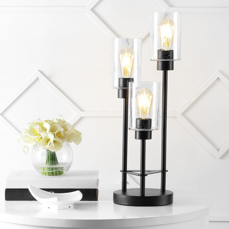 Axel Modern 20.5" Iron/Seeded Glass Modern Industrial LED Table Lamp