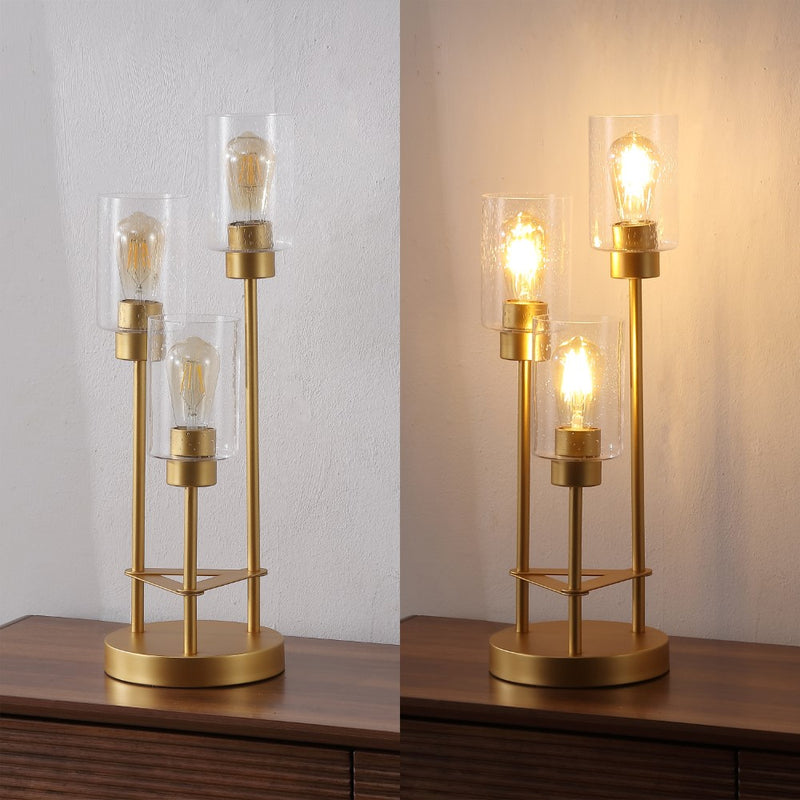 Axel Modern 20.5" Iron/Seeded Glass Modern Industrial LED Table Lamp