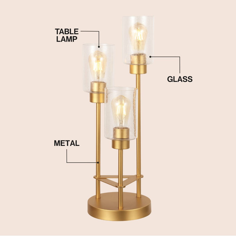 Axel Modern 20.5" Iron/Seeded Glass Modern Industrial LED Table Lamp