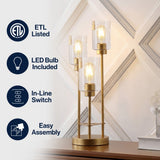 Axel Modern 20.5" Iron/Seeded Glass Modern Industrial LED Table Lamp