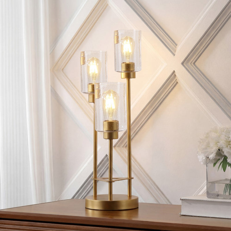 Axel Modern 20.5" Iron/Seeded Glass Modern Industrial LED Table Lamp