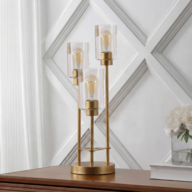 Axel Modern 20.5" Iron/Seeded Glass Modern Industrial LED Table Lamp
