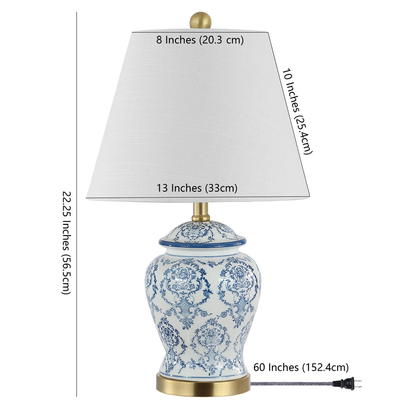 Juliana 22.25" Traditional Classic Chinoiserie Ceramic LED Table Lamp