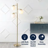 Ellie 66" Modern Vintage Iron LED Floor Lamp Brass Gold/White – ICONS