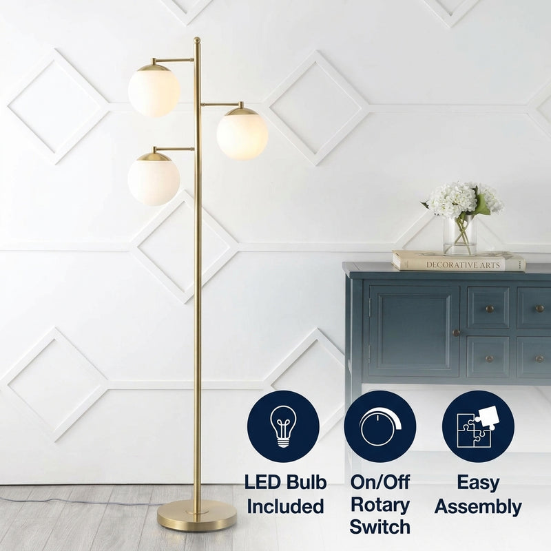 Ellie 66" Modern Vintage Iron LED Floor Lamp Brass Gold/White – ICONS