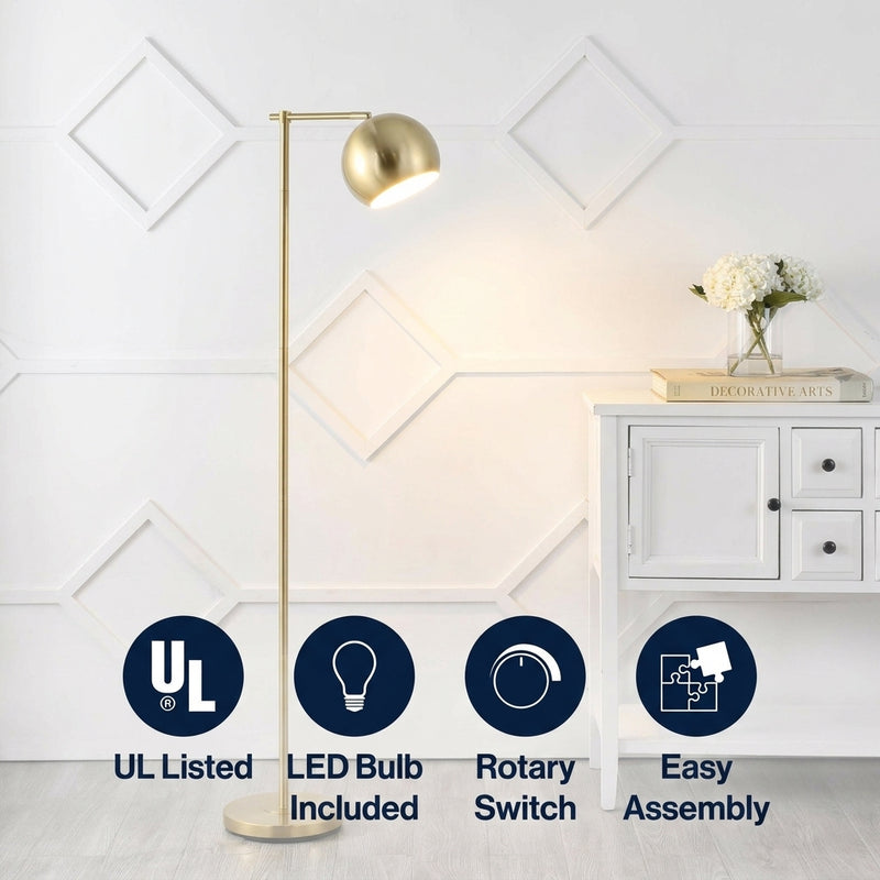 Eva 58.5"  Modern Contemporary Iron LED Floor Lamp Brass Gold – ICONS