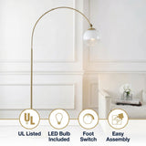 Nora 71" Coastal Vintage Iron LED Floor Lamp Brass Gold/White – ICONS