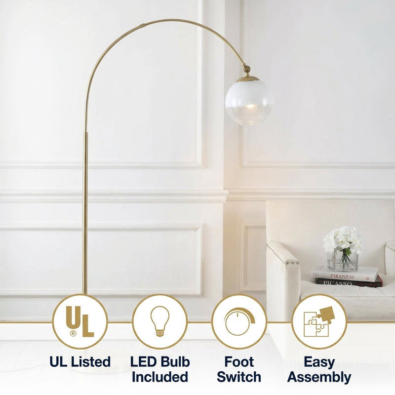 Nora 71" Coastal Vintage Iron LED Floor Lamp Brass Gold/White – ICONS