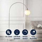 Nora 71" Coastal Vintage Iron LED Floor Lamp Nickel/White – ICONS