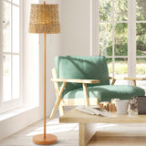 Ocata 61"  Coastal Bohemian Iron/Rattan LED Floor Lamp with Pull-Chain - JONATHAN Y