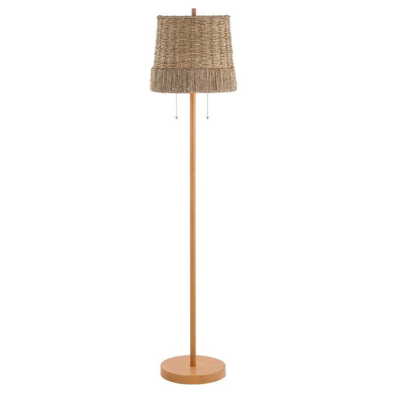 Ocata 61"  Coastal Bohemian Iron/Rattan LED Floor Lamp with Pull-Chain - JONATHAN Y
