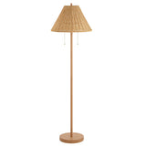 Nando 61"  Coastal Bohemian Iron/Rattan LED Floor Lamp with Pull-Chain
