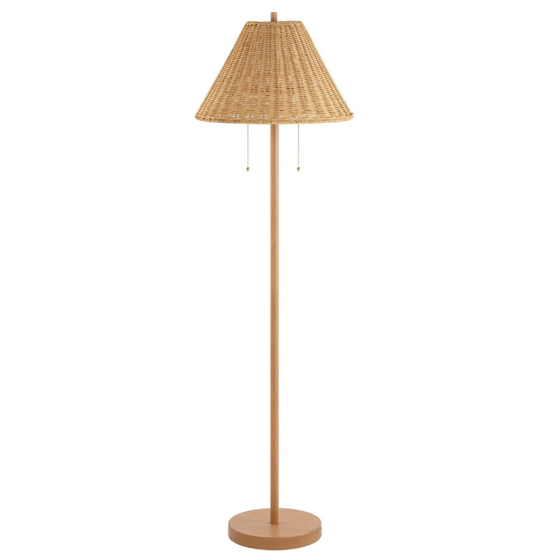 Nando 61"  Coastal Bohemian Iron/Rattan LED Floor Lamp with Pull-Chain
