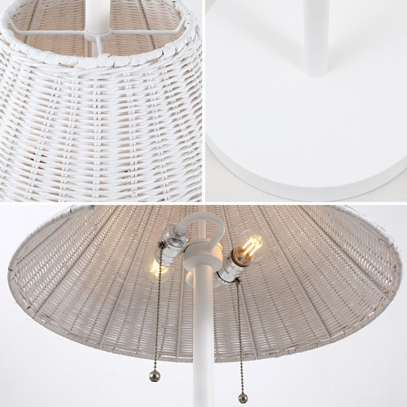 Nando 61"  Coastal Bohemian Iron/Rattan LED Floor Lamp with Pull-Chain