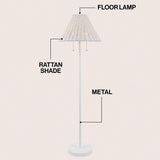 Nando 61"  Coastal Bohemian Iron/Rattan LED Floor Lamp with Pull-Chain