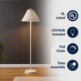 Nando 61"  Coastal Bohemian Iron/Rattan LED Floor Lamp with Pull-Chain