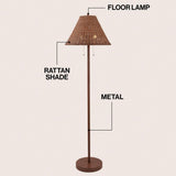 Nando 61"  Coastal Bohemian Iron/Rattan LED Floor Lamp with Pull-Chain