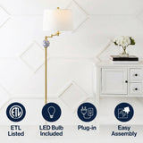 Aveiro 61.5" Classic Midcentury Iron LED Floor Lamp Brass Gold – ICONS