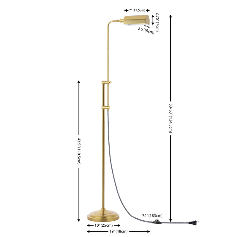 Zinnia 63" Industrial Minimalist Height-Adjustable Iron Pharmacy LED Floor Lamp - JONATHAN Y