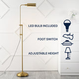 Zinnia 63" Industrial Minimalist Height-Adjustable Iron Pharmacy LED Floor Lamp - JONATHAN Y