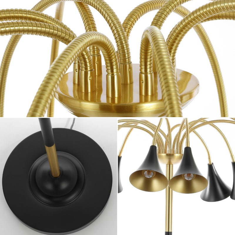 Vivian 61" 10-Light Mid-Century Modern Iron Medusa Multi Head LED Floor Lamp - JONATHAN Y